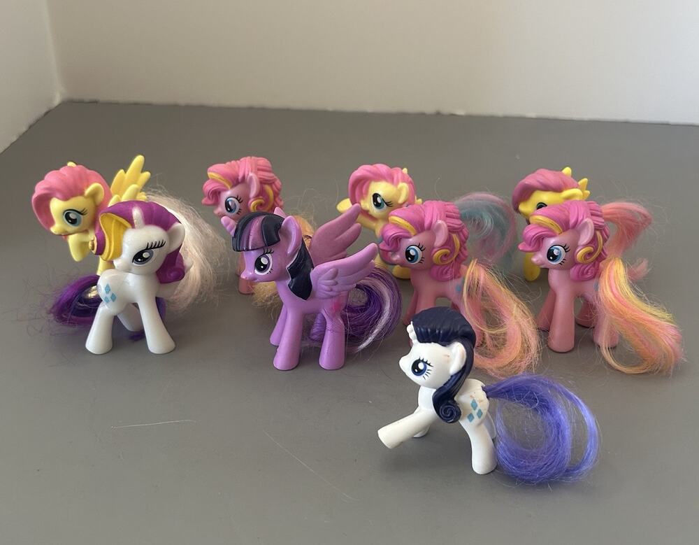 9 My Little Pony Brushable 3” Lot Fluttershy Pinkie Pie Twilight Sparkle Rarity